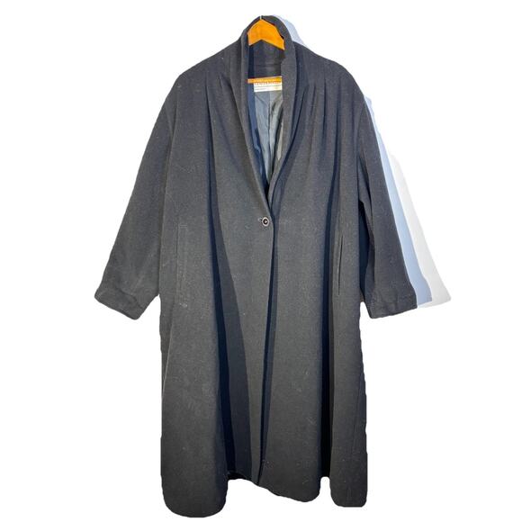 Cinzia Rocca Italy Wool Coat Black Womens Collared Overcoat Size US 8 - Picture 2 of 8